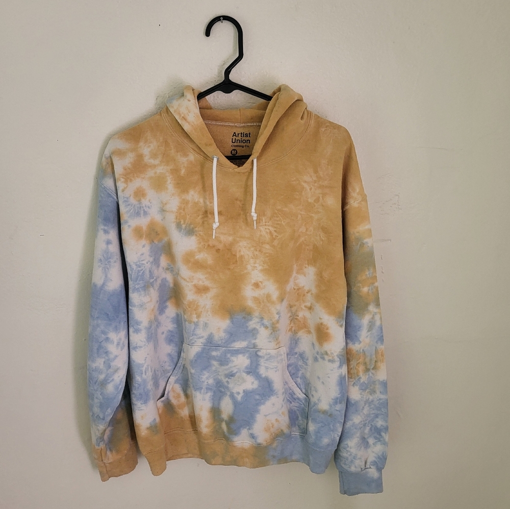 Artist Union clothing co. size medium blue, white, and yellow hoodie